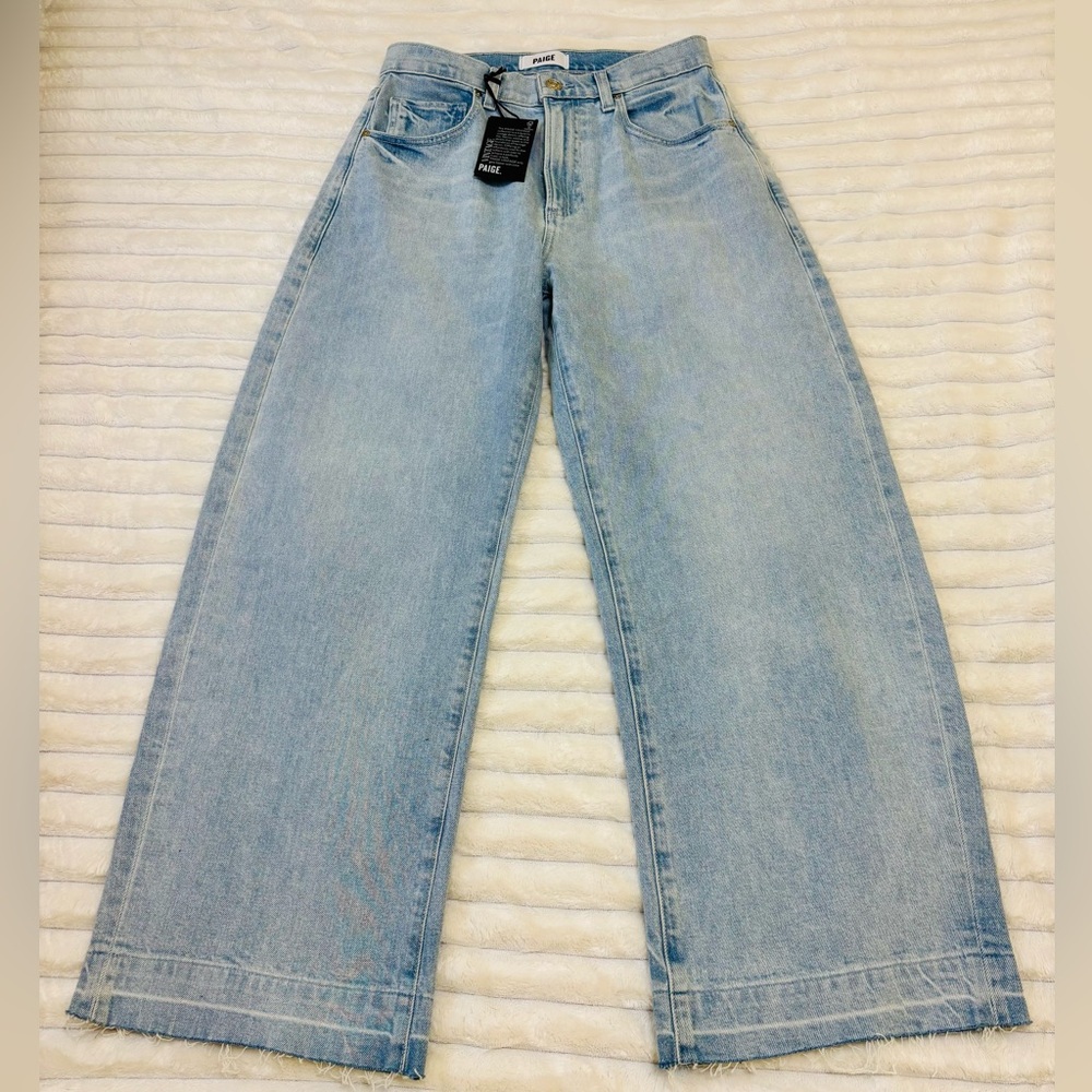 NWT PAIGE Arellia Wide Undone Hem High Waist Ankle Barrel Jeans, Fernanda 26 - Picture 5 of 14